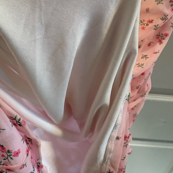 Room Service Soft Pink Floral Ruched Dress - Picture 7 of 11